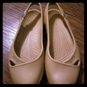 Tan crocs with jewel